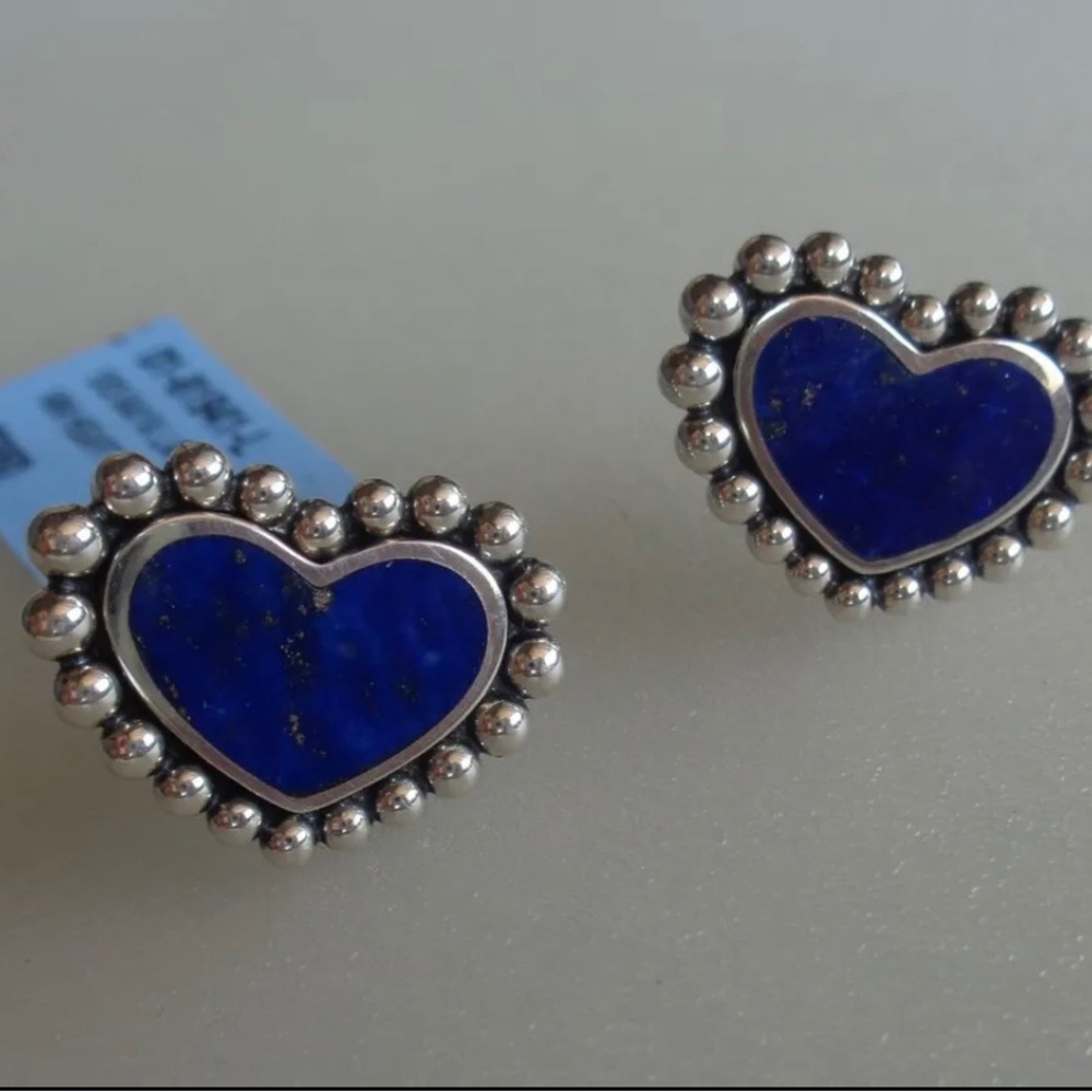 Lagos Caviar Lapis Heart Stud Earrings